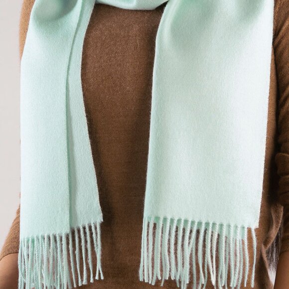 NWT Inca Fashions 100% Baby Alpaca 71"x12" Scarf Fringe Clearwater Green/Blue - Picture 9 of 10